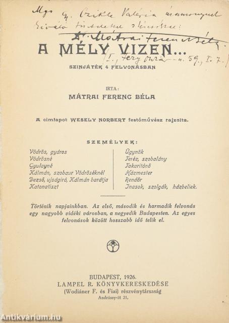 A mély vizen... (dedikált példány)