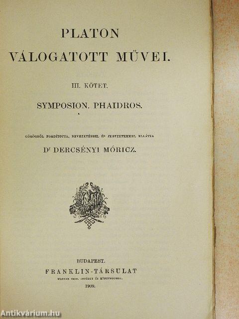 Platon válogatott művei III.