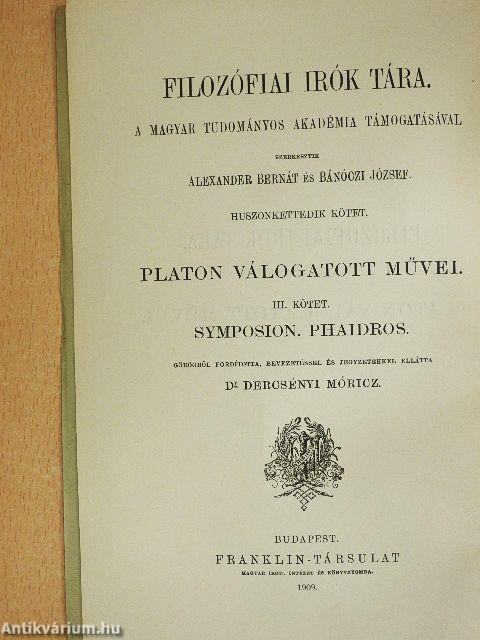 Platon válogatott művei III.