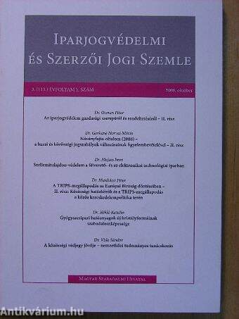 Iparjogvédelmi és Szerzői Jogi Szemle 2008. október