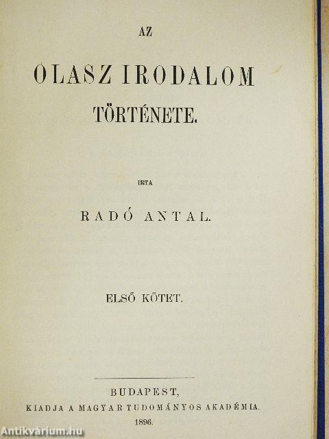 Az olasz irodalom története I.