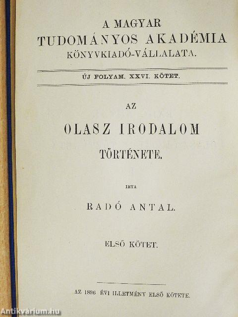 Az olasz irodalom története I.