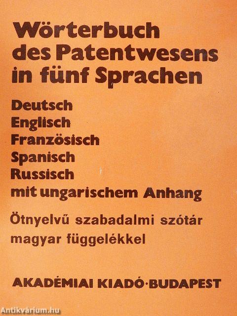 Ötnyelvű szabadalmi szótár