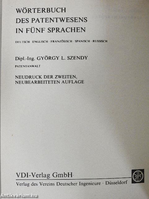 Ötnyelvű szabadalmi szótár