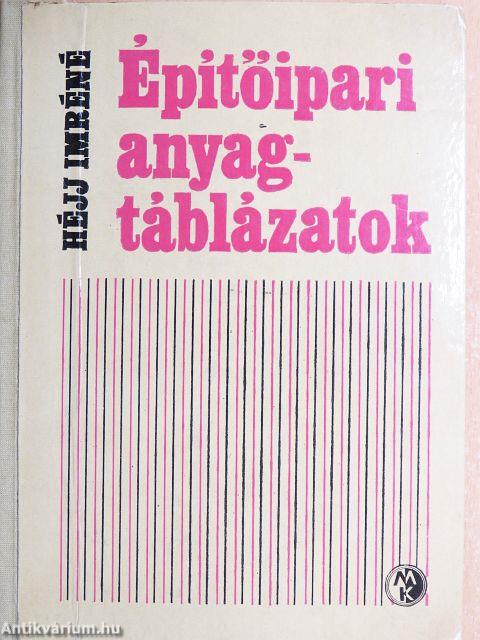 Építőipari anyagtáblázatok