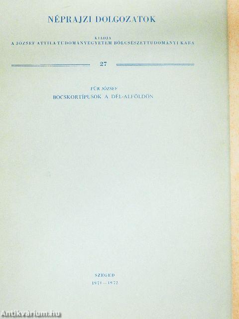 Bocskortípusok a Dél-Alföldön