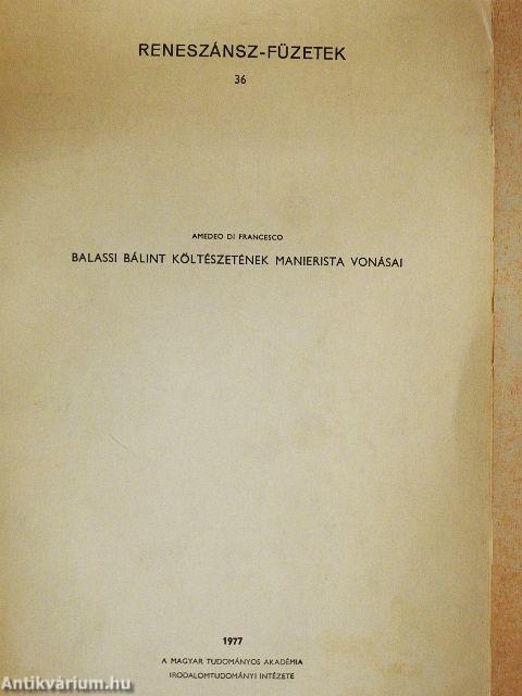 Balassi Bálint költészetének manierista vonásai