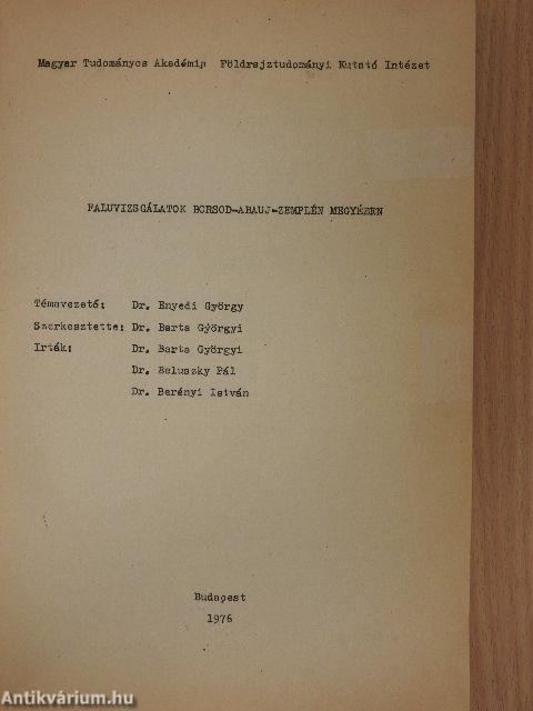 Faluvizsgálatok Borod-Abaúj-Zemplén megyében