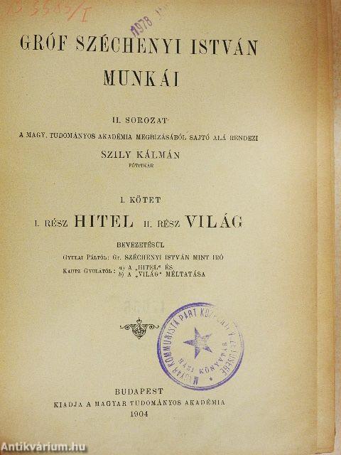 Gróf Széchenyi István munkái I/I-II.