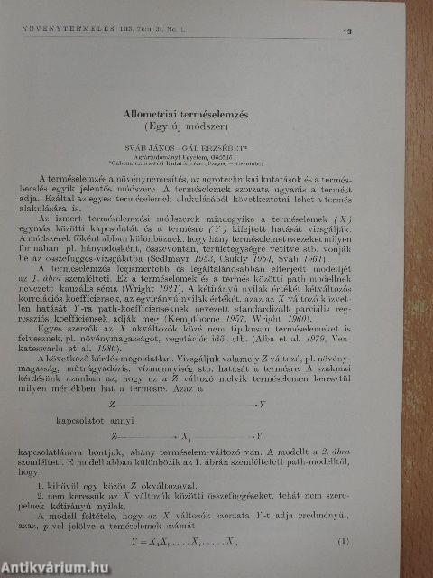 Allometriai terméselemzés