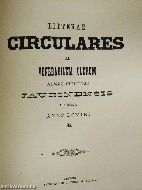 Litterae circulares ad venerabilem clerum almae dioecesis jaurinensis dimissae anno domini 1884-1885