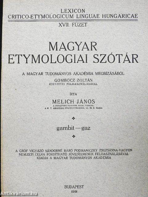 Magyar etymologiai szótár XVII. (töredék)