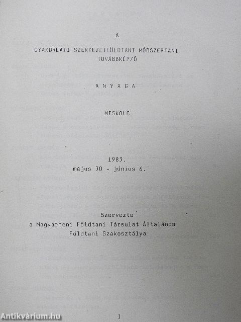 A gyakorlati szerkezetföldtani módszertani továbbképző anyaga