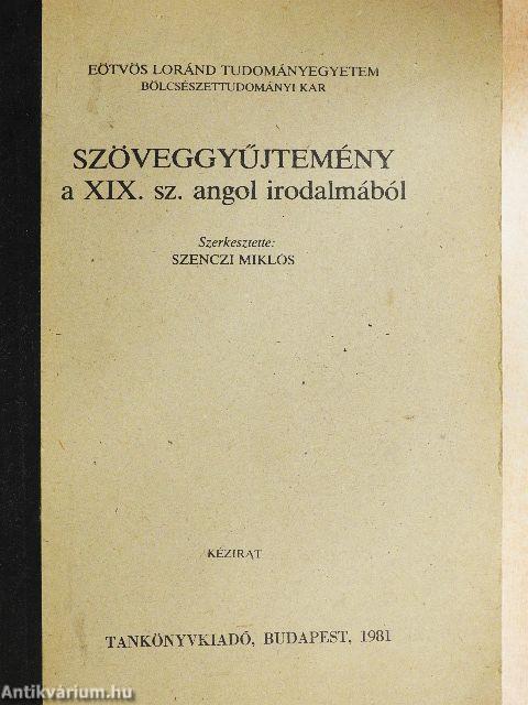 Szöveggyűjtemény a XIX. sz. angol irodalmából