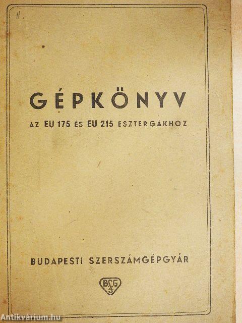 Gépkönyv az EU 175 és EU 215 esztergákhoz