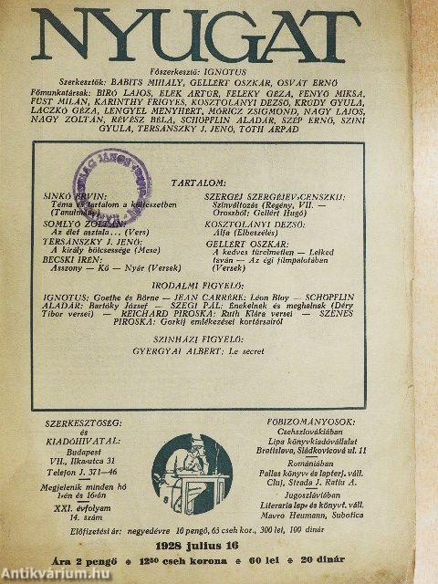 Nyugat 1928. julius 16.