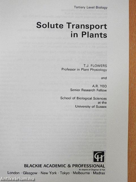 Solute Transport in Plants