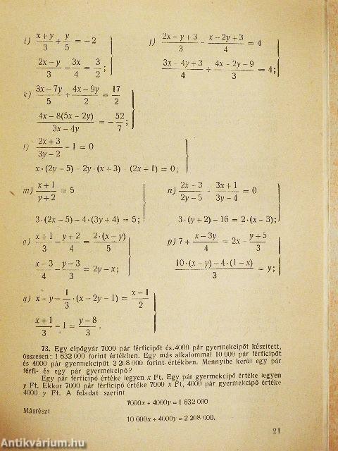 Feladatgyűjtemény matematikából a dolgozók gimnáziuma számára - II. osztály