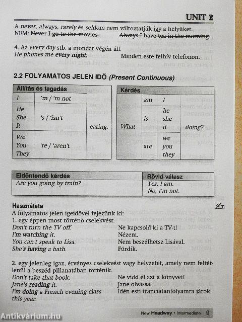 New Headway - Intermediate - Angol-magyar szójegyzék és nyelvtani összefoglaló