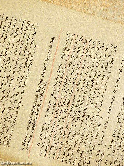 Az újítások népgazdasági eredményszámítása a MÁVAG Mozdony- és Gépgyárban