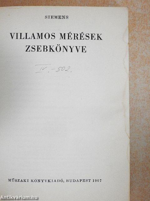 Villamos mérések zsebkönyve
