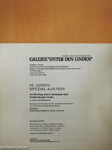 Galerie "Unter den Linden" - 45. Uhren-Spezial-Auktion