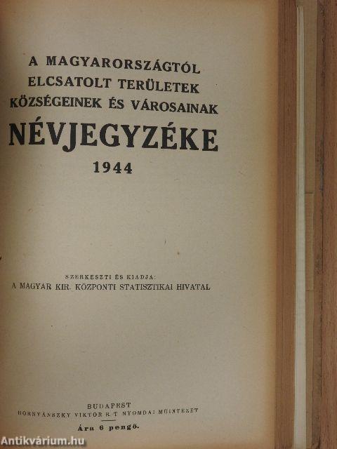 Magyarország helységnévtára 1944/A Magyarországtól elcsatolt területek községeinek és városainak névjegyzéke 1944