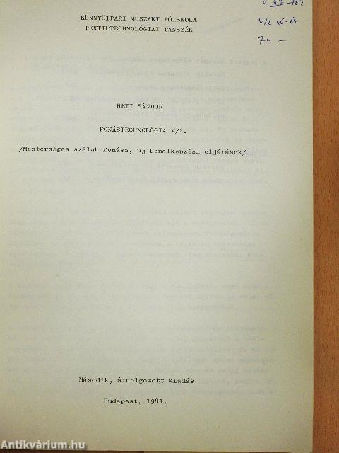 Fonástechnológia V/2.