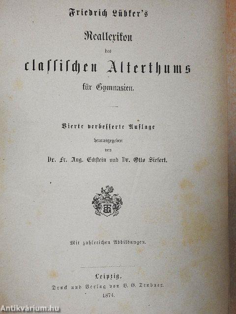 Friedrich Lübker's Reallexikon des Classischen Alterthums für Gymnasien (gótbetűs)