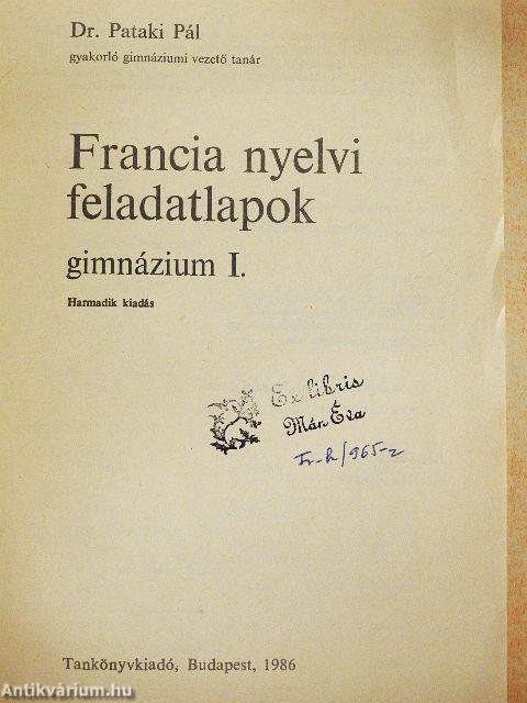 Francia nyelvi feladatlapok I.