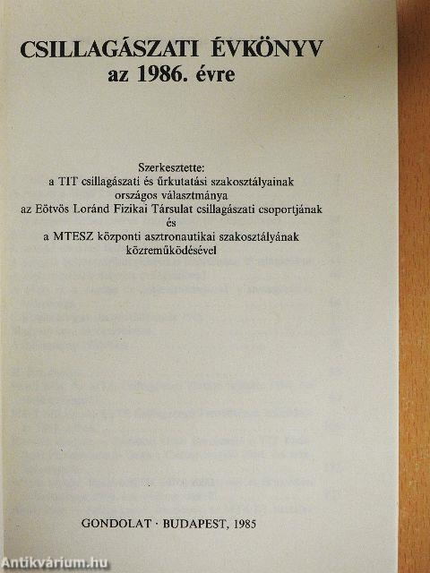 Csillagászati Évkönyv 1986.