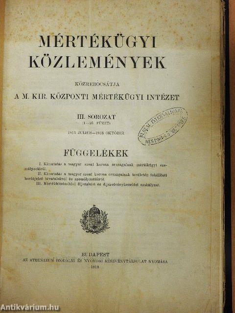 Mértékügyi Közlemények III.
