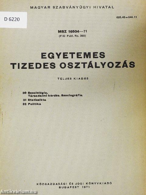 Egyetemes tizedes osztályozás 30-31-32.