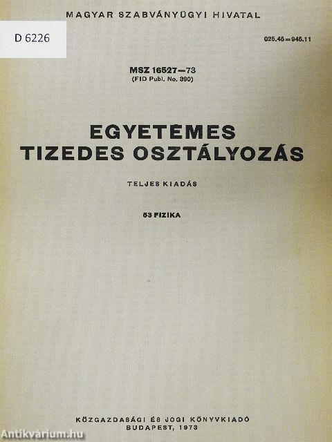 Egyetemes tizedes osztályozás 53.