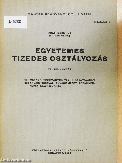 Egyetemes tizedes osztályozás 62-0