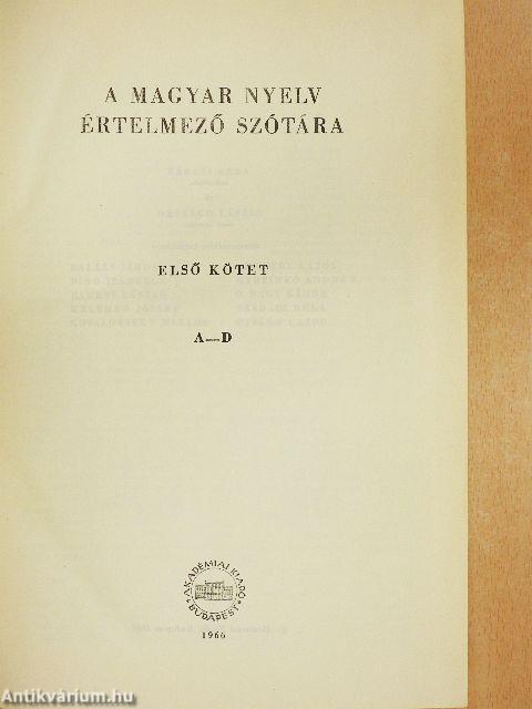 A magyar nyelv értelmező szótára I-VII.