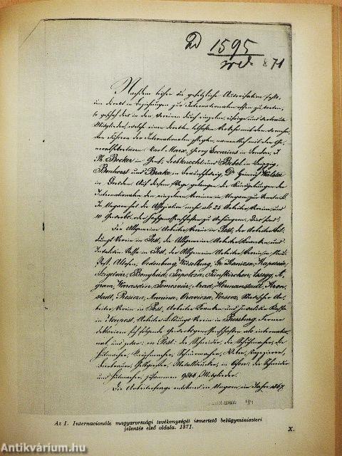 A magyar munkásmozgalom történetének válogatott dokumentumai I.