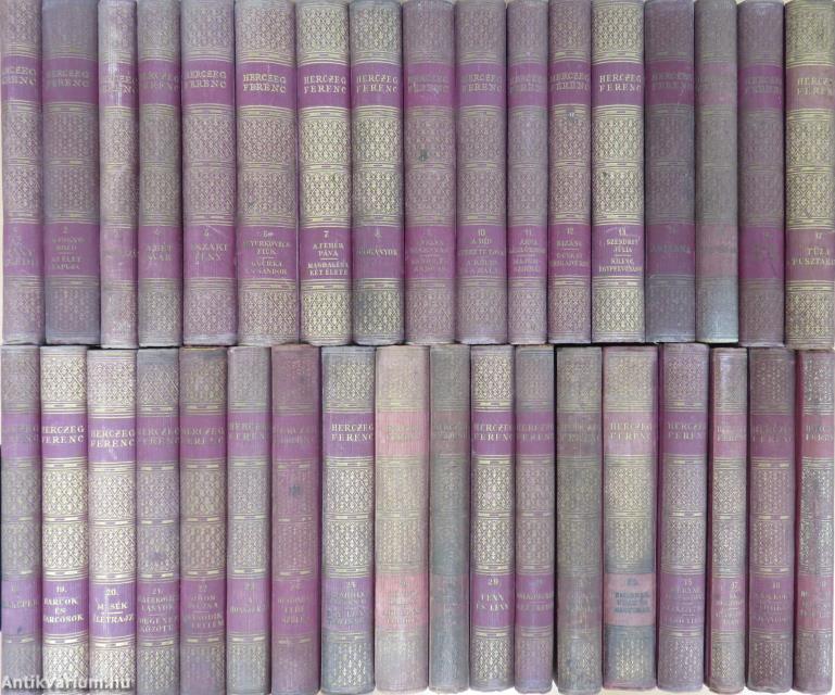 "35 kötet a Herczeg Ferenc válogatott munkáinak emlékkiadása sorozatból (nem teljes sorozat)"