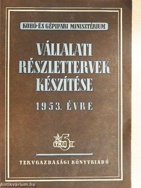 Vállalati részlettervek készítése 1953. évre