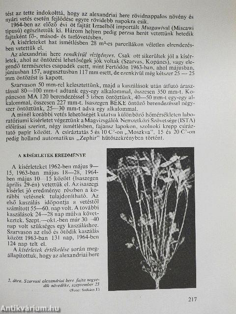 Nemesített növényfajtákkal végzett országos fajtakísérletek eredményei 1964.