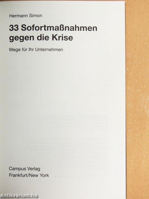 33 Sofortmaßnahmen gegen die Krise