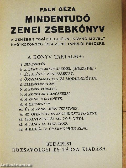 Mindentudó zenei zsebkönyv