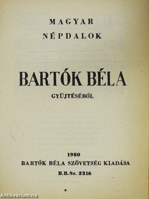 Magyar népdalok Bartók Béla gyűjtéséből