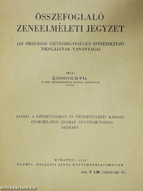 Összefoglaló zeneelméleti jegyzet