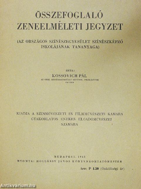 Összefoglaló zeneelméleti jegyzet