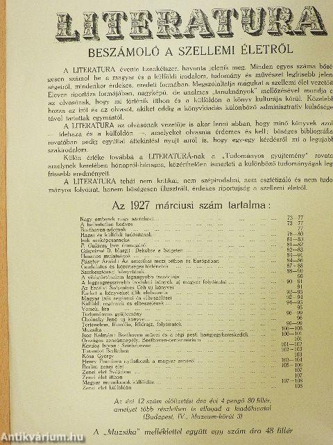 Literatura 1927. március