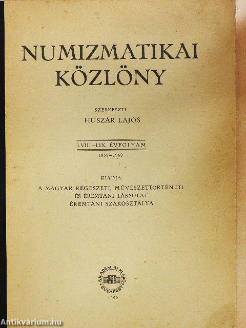 Numizmatikai közlöny 1959-1960.
