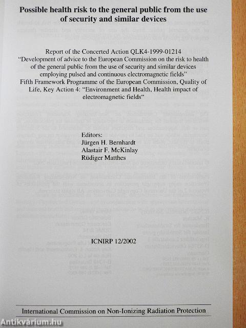 Possible health risk to the general public from the use of security and similar devices