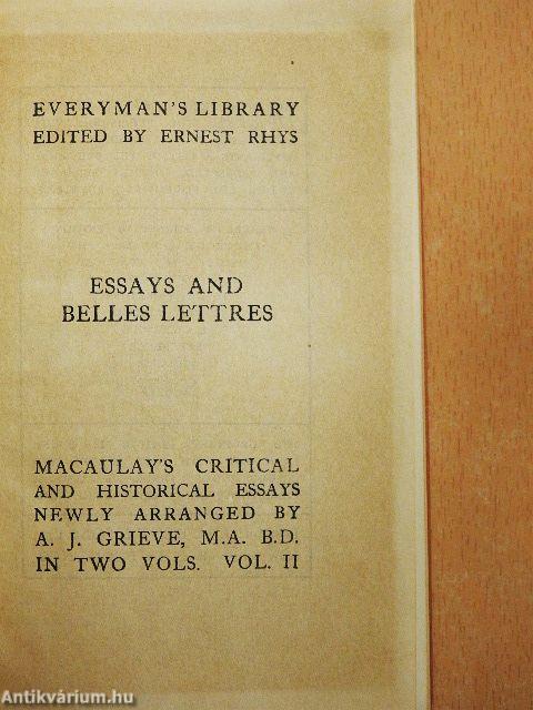 Critical & Historical Essays by Thomas Babington Macaulay II.