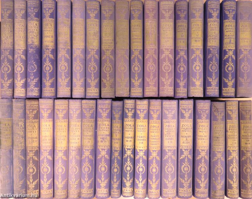 "35 kötet a Zola összes művei sorozatból (nem teljes sorozat)"